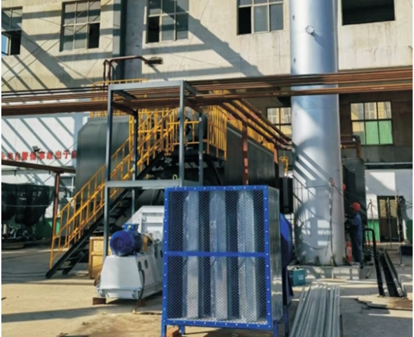 鲁花花生油一台35吨SZS天然气蒸汽锅炉和一台20吨热载体锅炉安装现场